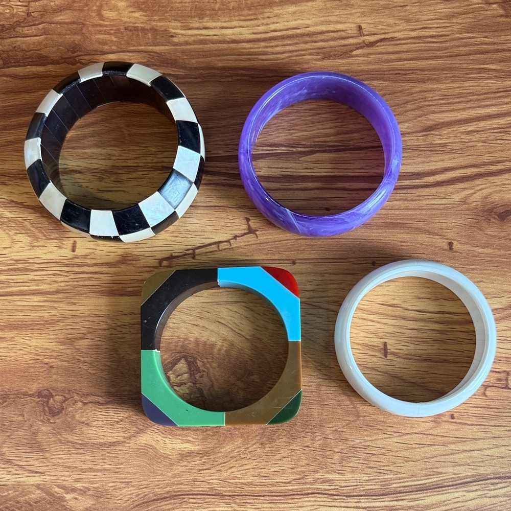 Vintage Bundle of 4 Colorful Resin & Acrylic Bangles